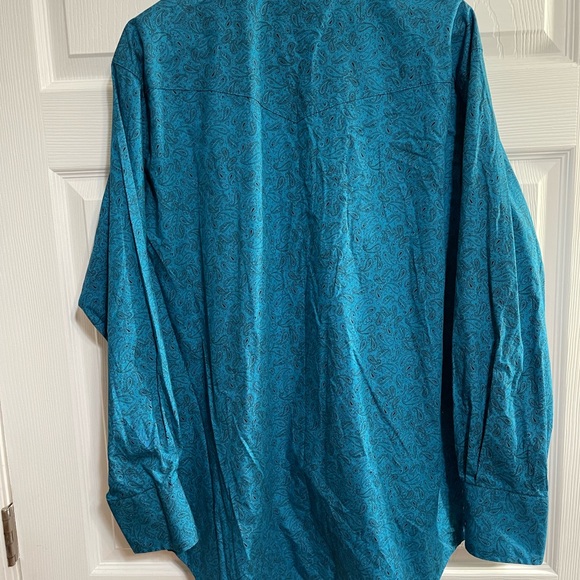 Ely Cattleman Turquoise Pearl Black Snaps Long Sleeve Dress Shirt Men’s XL - Picture 5 of 5